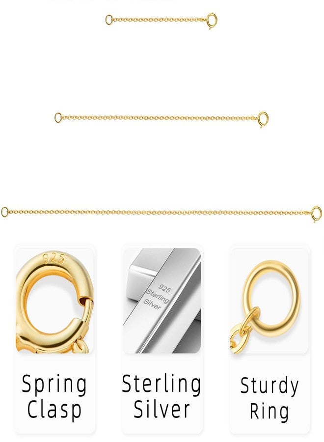 VANBARIS 925 Sterling Silver Necklace Extenders Gold Necklace Extender Chain Bracelet Anklet Jewelry Extension for Women, 3 Piece Set (2, 4, 6 Inches) - Image 4